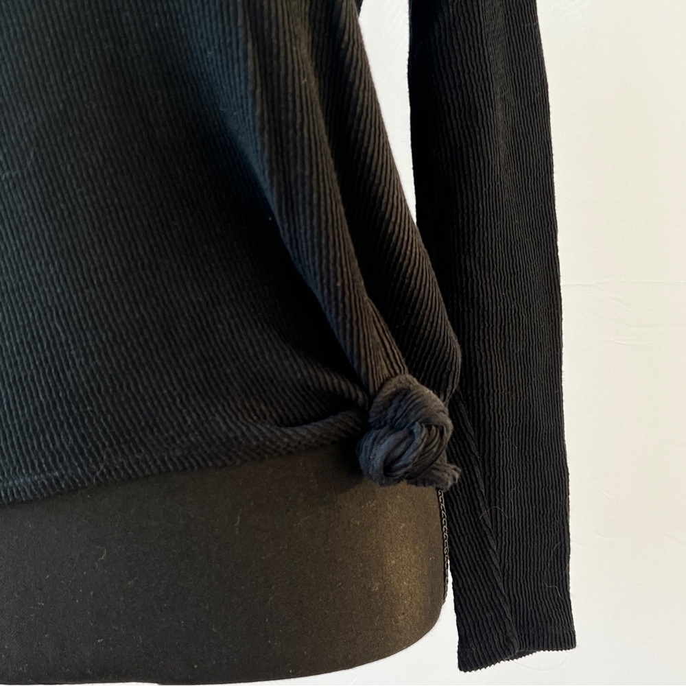 Madewell Black Long Sleeved Ribbed Asymmetrical Top, Size Extra Small - Picture 3 of 7